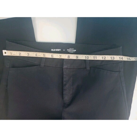 Pixi Flare High Waist Pants Sz 6 30" Inseam Flat Front Smooth Pockets Black - Picture 7 of 14